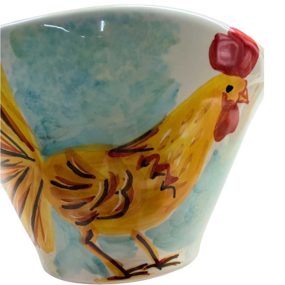 Vintage Vietri Cereal Bowls Blue Rooster Hand Painted Italian Ceramic Set of 4 - Picture 15 of 16